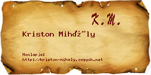 Kriston Mihály névjegykártya
